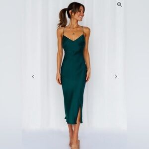 Hello Molly Dark Green Spaghetti Strap Midi Dress
